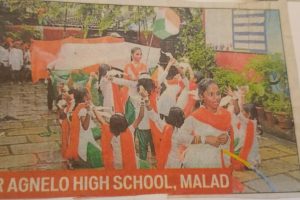 STUDENTS PERFORMING PATRIOTIC DANCE WITH THE TRI COLOUR ON INDEPENDENCE DAY TO MARK THE INDEPENDENCEDAY