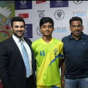 Mr. Harshal Karle International football player with his coach Mr. Sunil Poojari